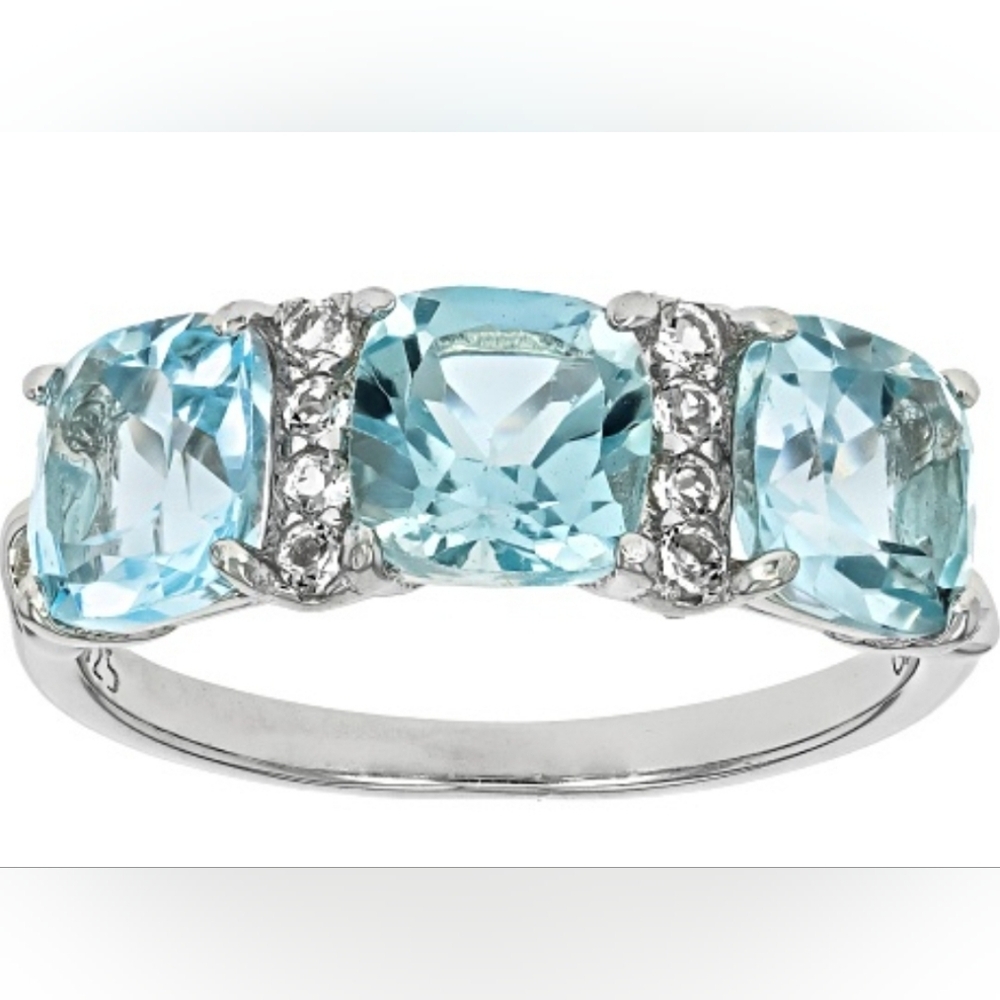 Genuine Sky Blue Topaz Ring in Sterling Silver Size 8
